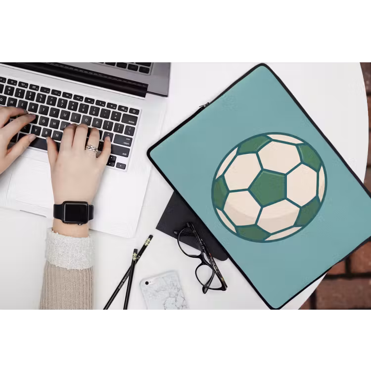 Laptop Sleeve - Soccer - Geometric - Sports - Illustration - Blue-green — 3