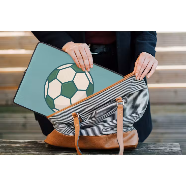 Laptop Sleeve - Soccer - Geometric - Sports - Illustration - Blue-green — 4