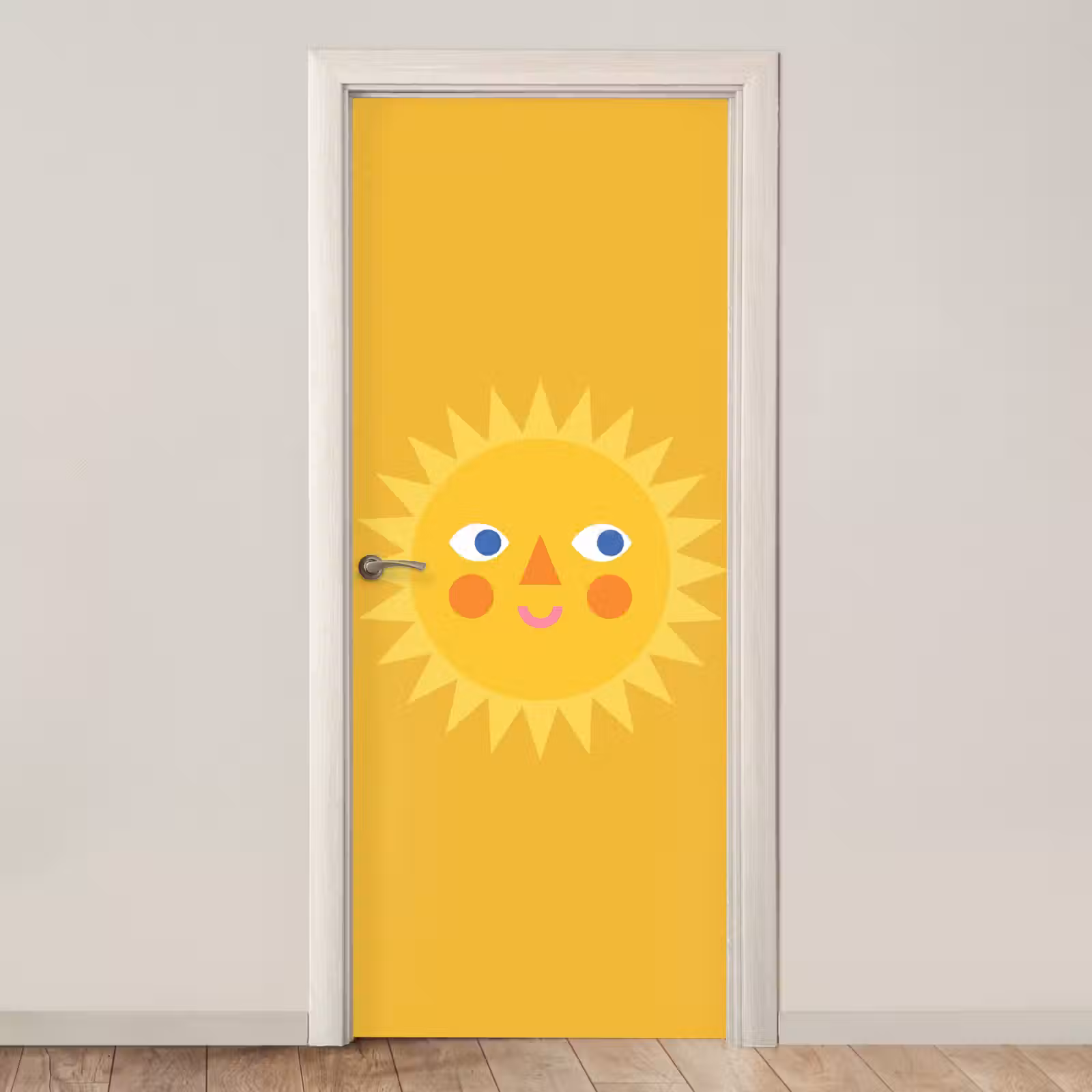 Door sticker - Sun - Face - Summer - Illustration - Yellow — 1