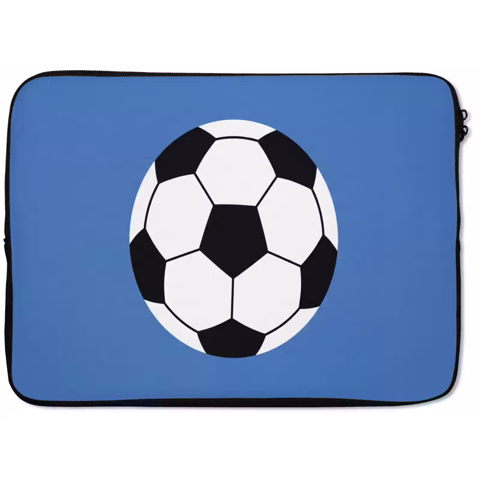 Laptop Sleeve - Soccer - Black and White - Sports - Illustration - Blue — 1