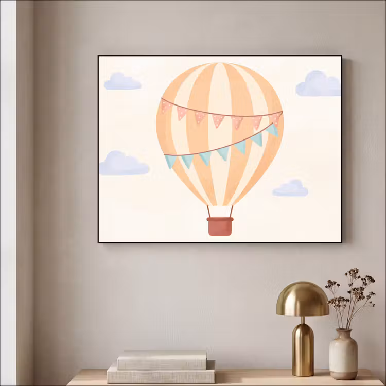 Art Frame - Hot Air Balloon - Clouds - Illustration - Soft - Children's Room — 3