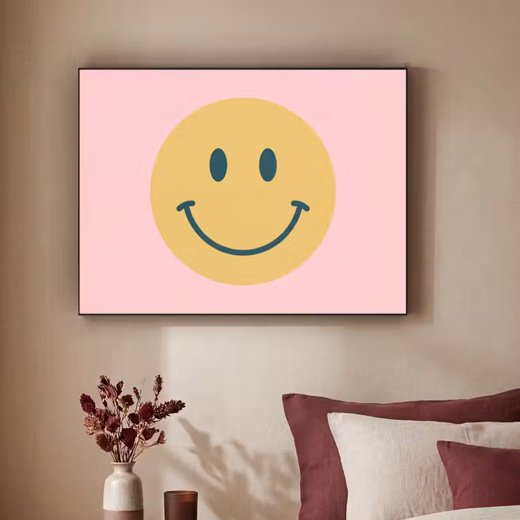 Art Frame - Smiley - Yellow - Pink - Symbol - Minimalist — 2