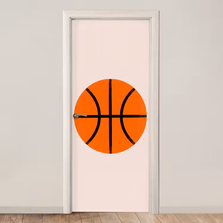 Door sticker - Basketball - Ball - Sports - Illustration - Orange — 1