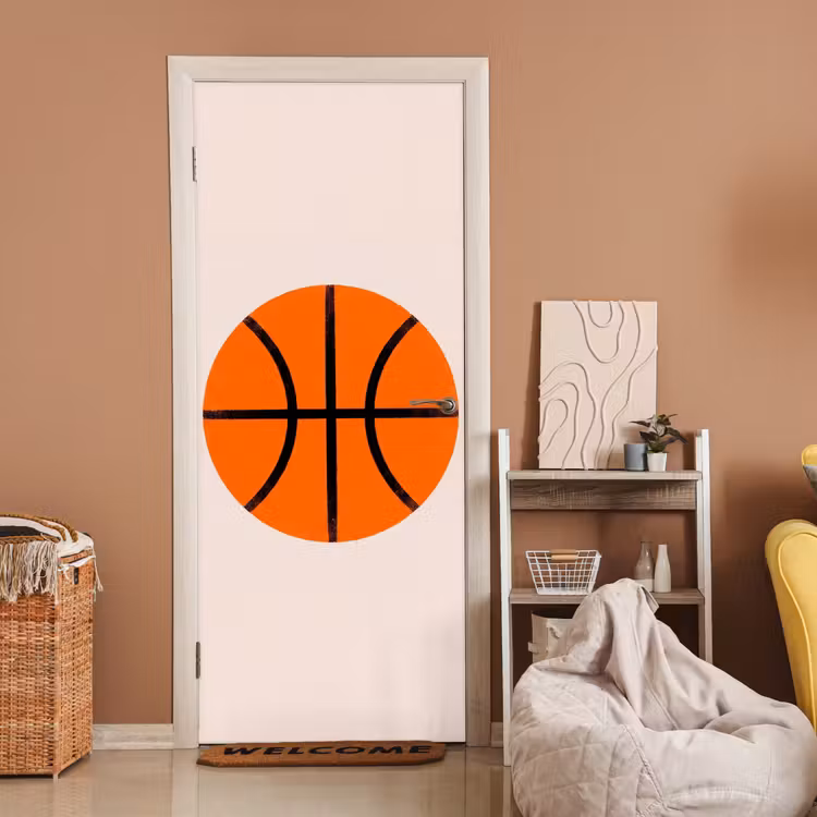 Door sticker - Basketball - Ball - Sports - Illustration - Orange — 2