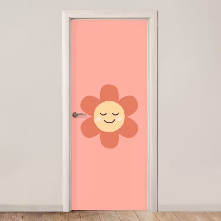 Door sticker - Flowers - Cartoon - Child - Pink — 1