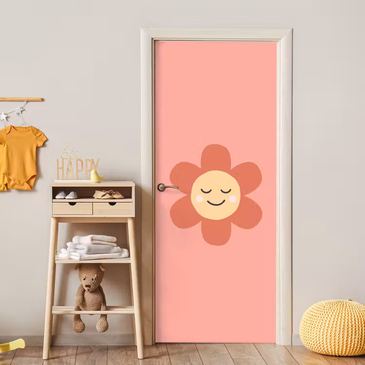 Door sticker - Flowers - Cartoon - Child - Pink — 5