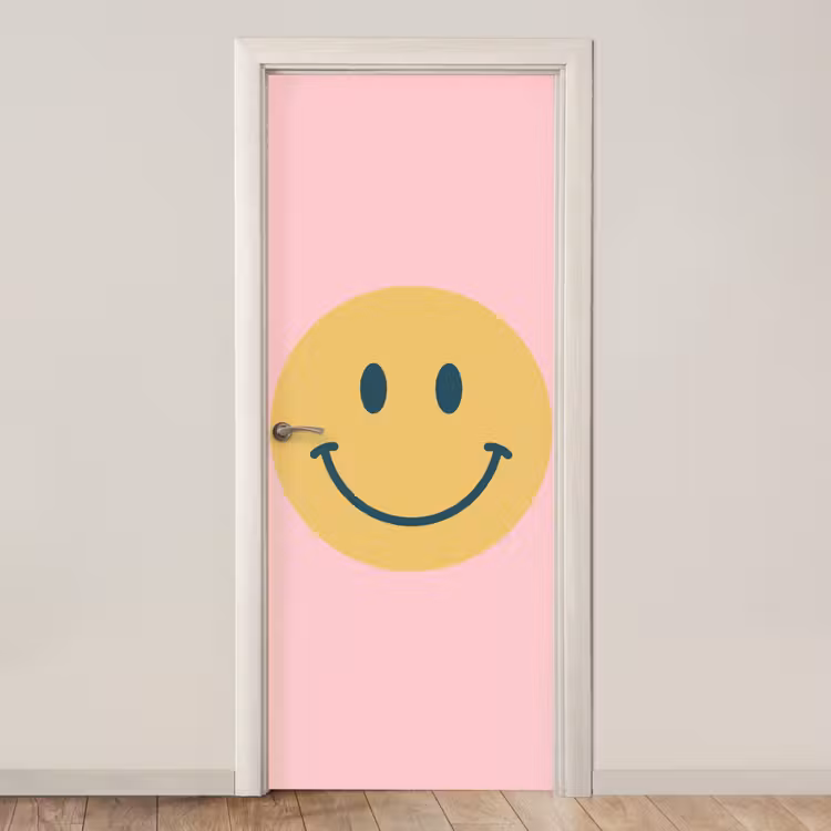 Door sticker - Smiley - Yellow - Pink - Symbol - Minimalist — 1