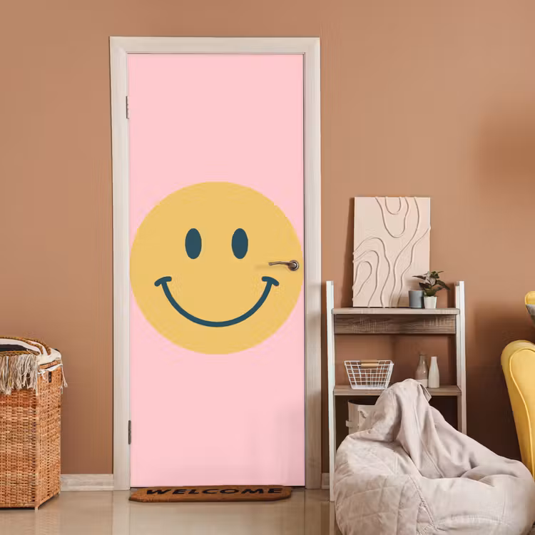 Door sticker - Smiley - Yellow - Pink - Symbol - Minimalist — 2