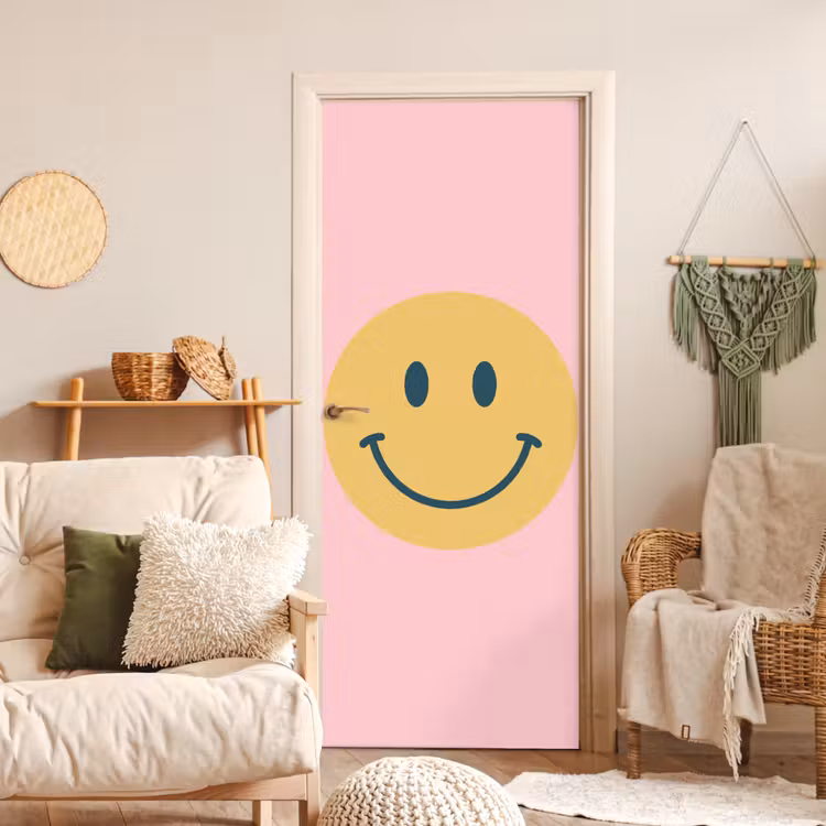 Door sticker - Smiley - Yellow - Pink - Symbol - Minimalist — 3