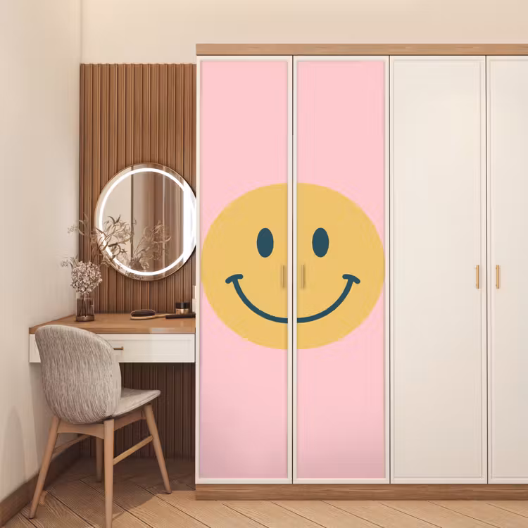 Door sticker - Smiley - Yellow - Pink - Symbol - Minimalist — 4