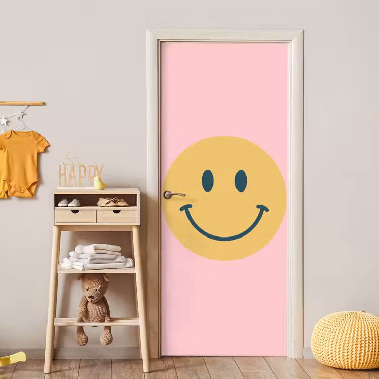 Door sticker - Smiley - Yellow - Pink - Symbol - Minimalist — 5
