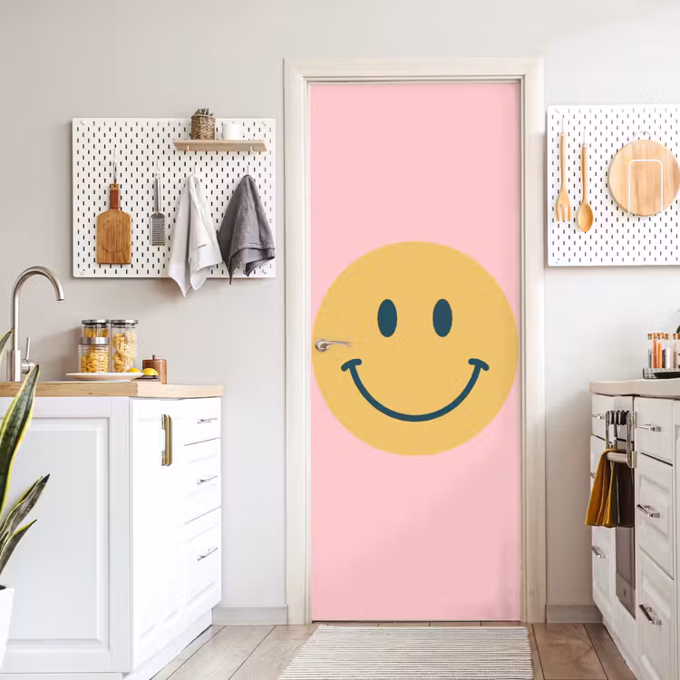 Door sticker - Smiley - Yellow - Pink - Symbol - Minimalist — 6