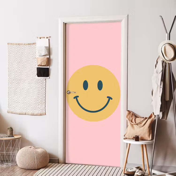 Door sticker - Smiley - Yellow - Pink - Symbol - Minimalist — 7
