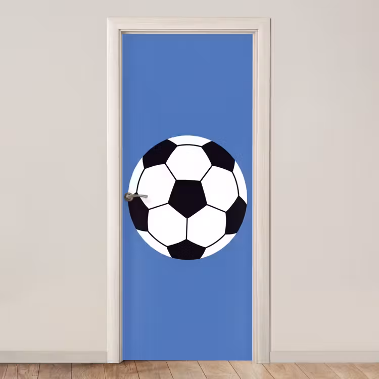 Door sticker - Soccer - Black and White - Sports - Illustration - Blue — 1