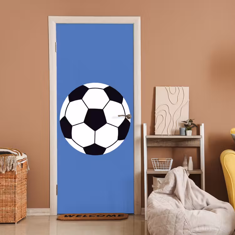 Door sticker - Soccer - Black and White - Sports - Illustration - Blue — 2