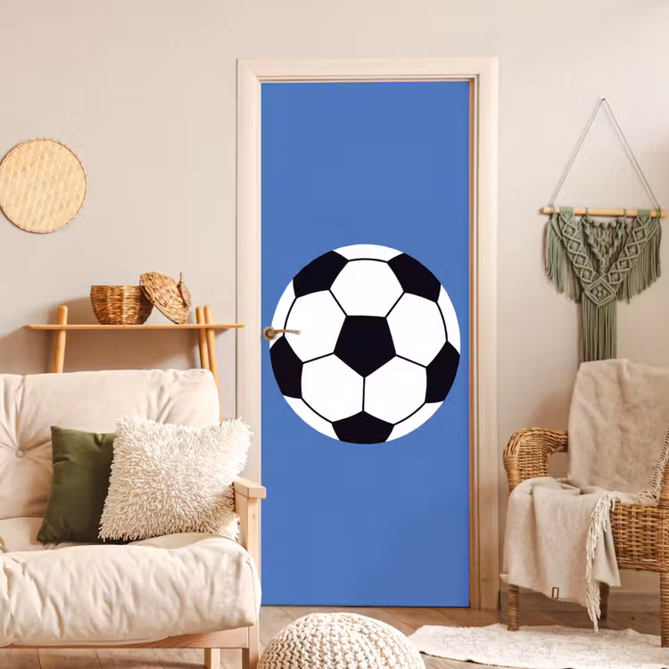 Door sticker - Soccer - Black and White - Sports - Illustration - Blue — 3