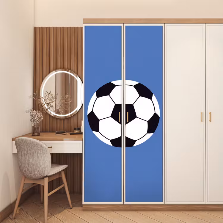 Door sticker - Soccer - Black and White - Sports - Illustration - Blue — 4