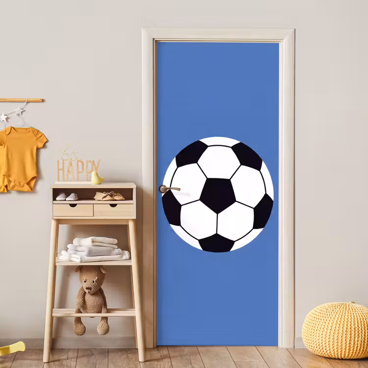 Door sticker - Soccer - Black and White - Sports - Illustration - Blue — 5