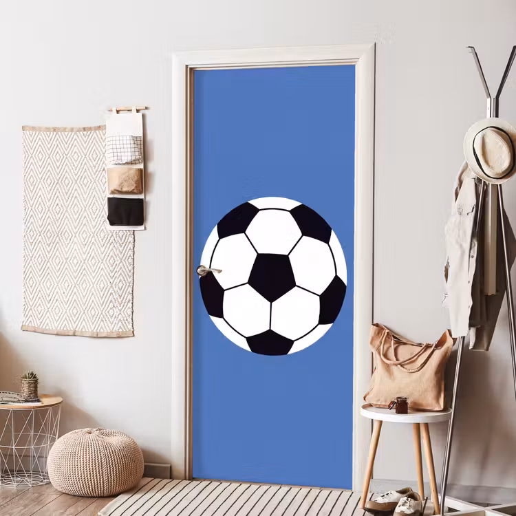 Door sticker - Soccer - Black and White - Sports - Illustration - Blue — 7