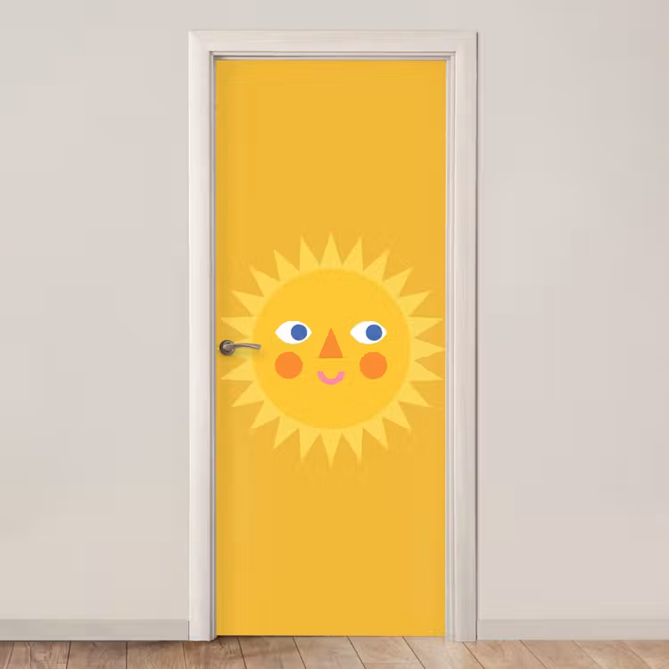 Door sticker - Sun - Face - Summer - Illustration - Yellow — 1