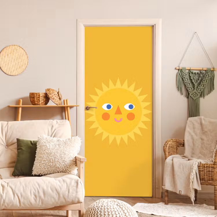 Door sticker - Sun - Face - Summer - Illustration - Yellow — 3