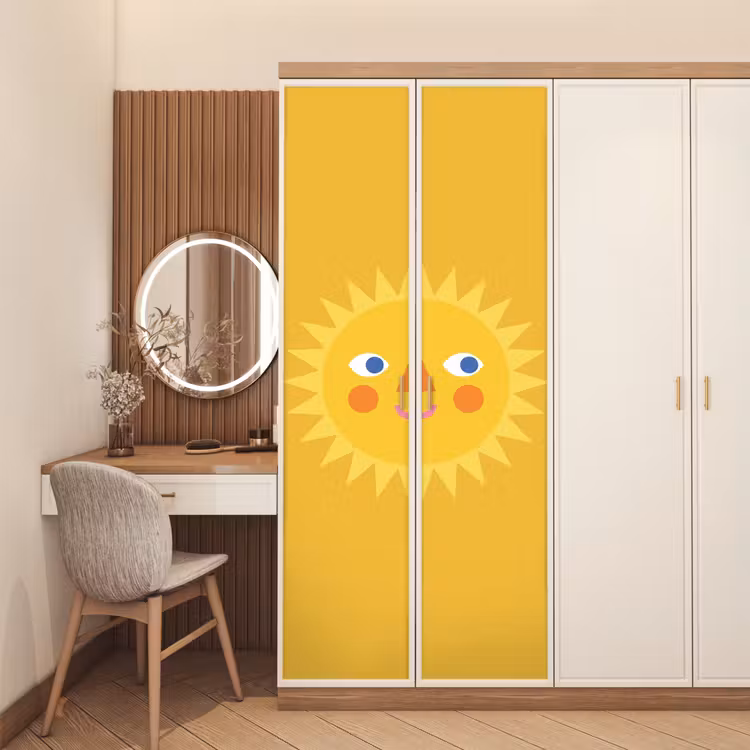 Door sticker - Sun - Face - Summer - Illustration - Yellow — 4