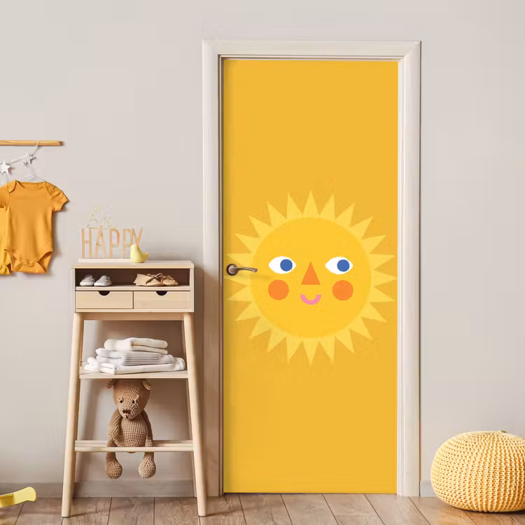 Door sticker - Sun - Face - Summer - Illustration - Yellow — 5