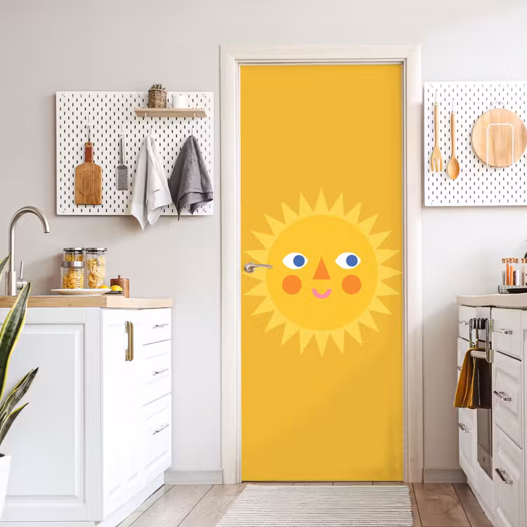 Door sticker - Sun - Face - Summer - Illustration - Yellow — 6