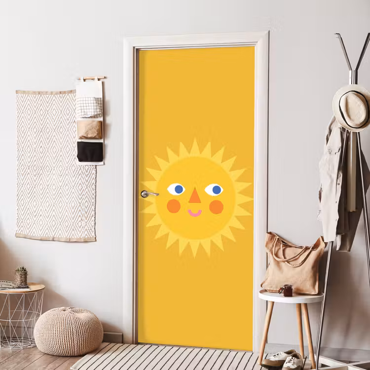 Door sticker - Sun - Face - Summer - Illustration - Yellow — 7