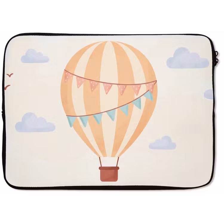 Laptop Sleeve - Hot Air Balloon - Clouds - Illustration - Soft - Children's Room — 1