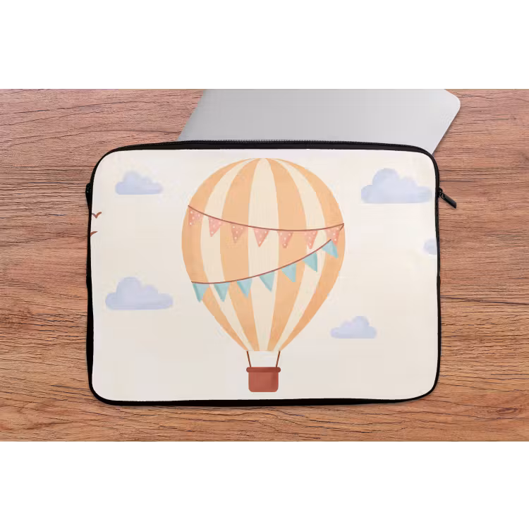 Laptop Sleeve - Hot Air Balloon - Clouds - Illustration - Soft - Children's Room — 2