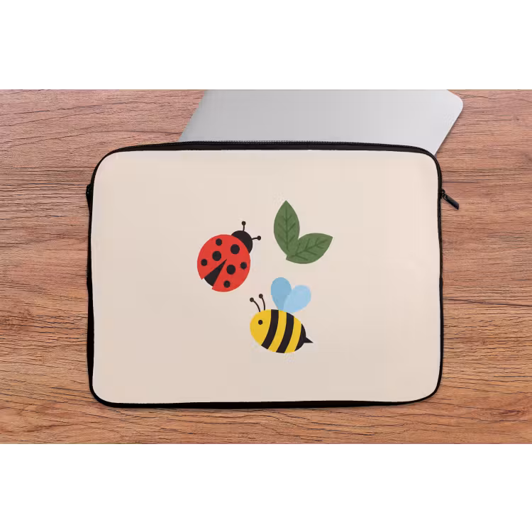 Laptop Sleeve - Insect - Leaf - Nature - Playful - Illustration — 2