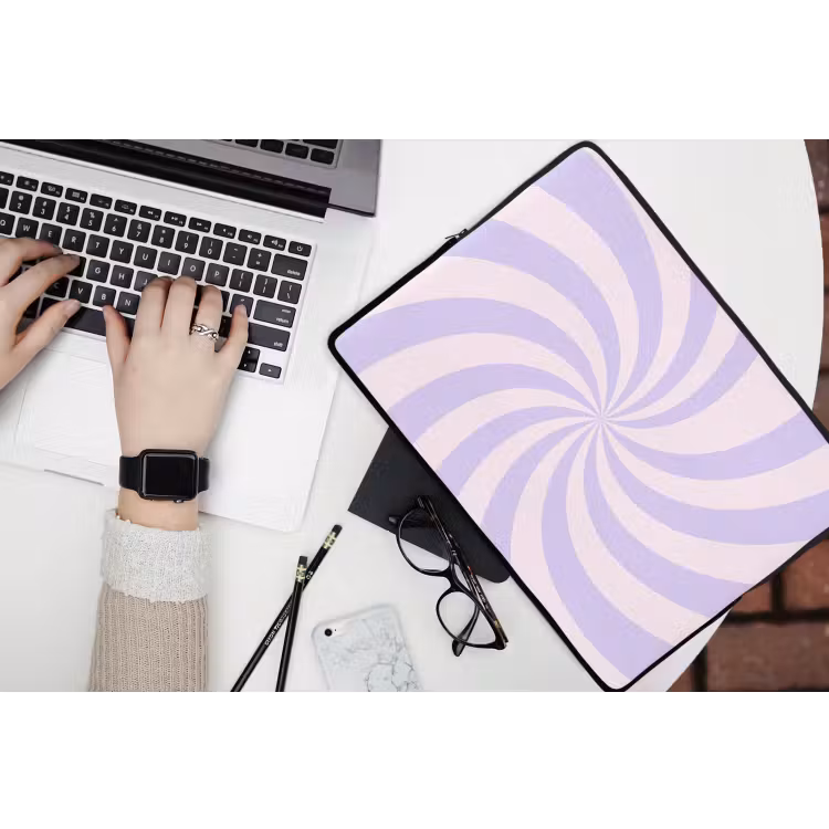 Laptop Sleeve - Pattern - Spiral - Abstract - Modern - Purple-Pink — 3
