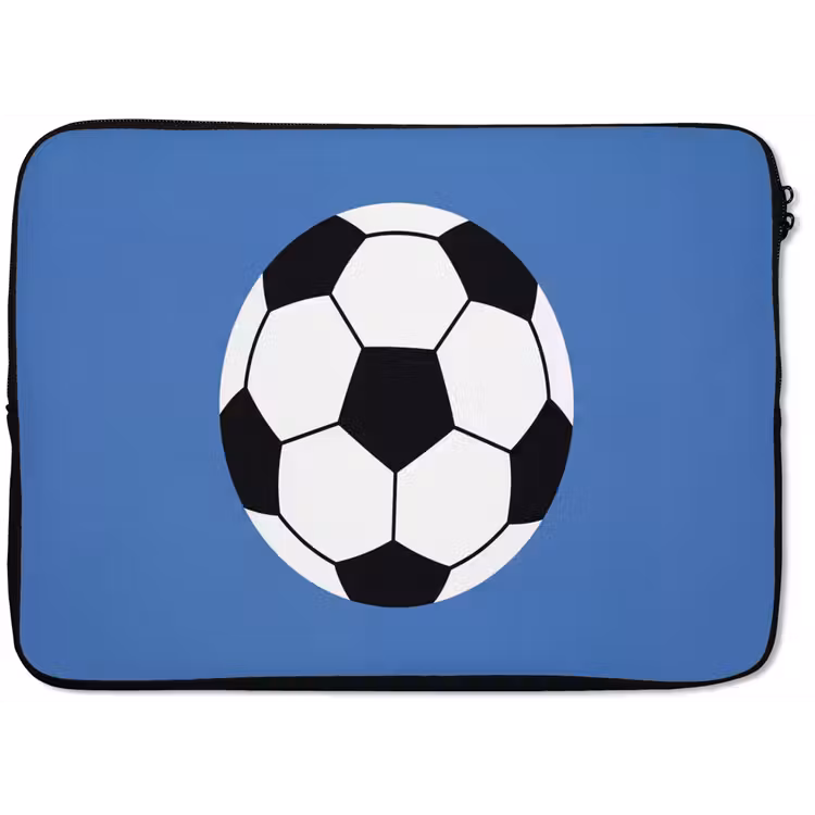 Laptop Sleeve - Soccer - Black and White - Sports - Illustration - Blue — 1