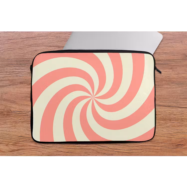 Laptop Sleeve - Spiral - Pattern - Abstract - Pink - Beige — 2