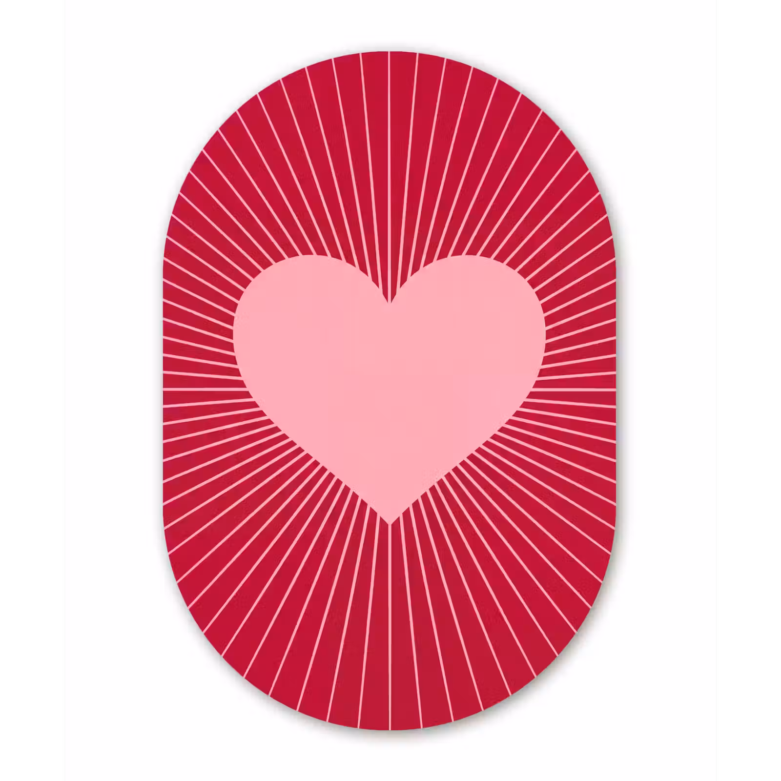 aluminium oval wall art - Heart - Rays - Love - Abstract - Pink — 1