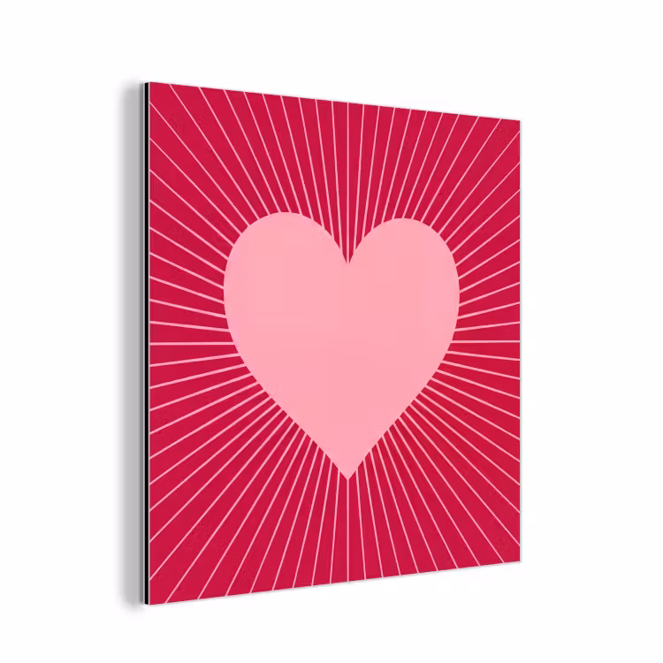 aluminium wall art - Heart - Rays - Love - Abstract - Pink — 1