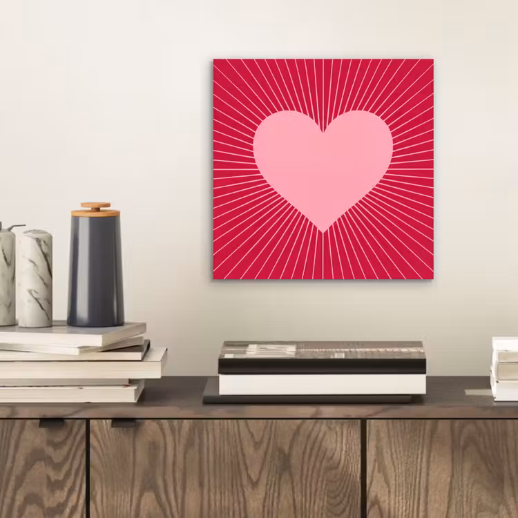 aluminium wall art - Heart - Rays - Love - Abstract - Pink — 2
