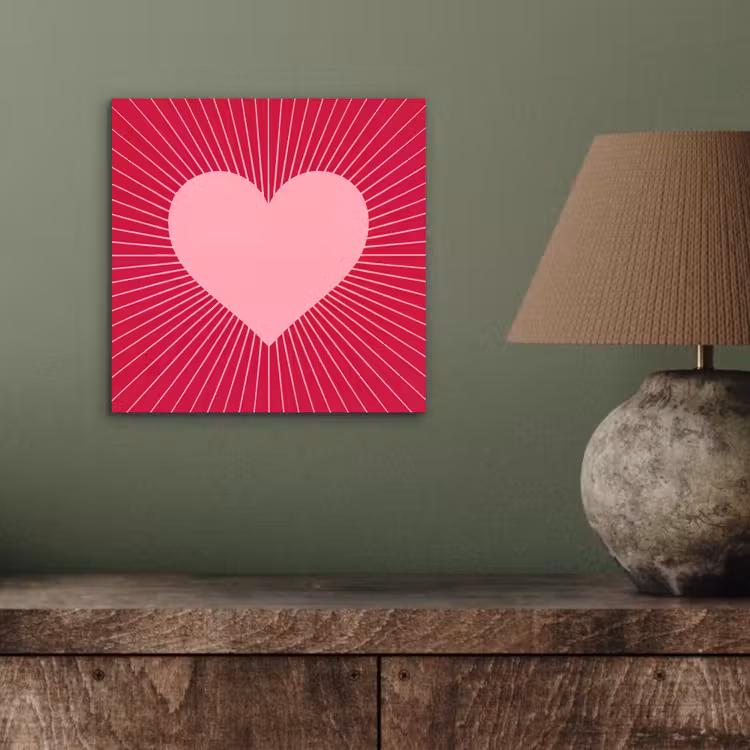 aluminium wall art - Heart - Rays - Love - Abstract - Pink — 3