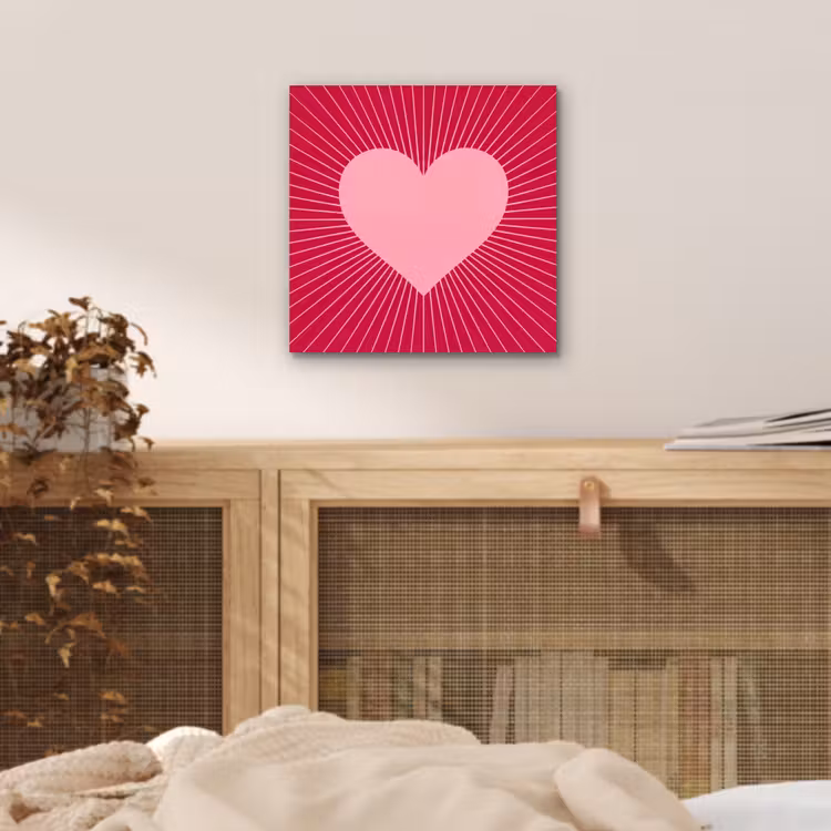 aluminium wall art - Heart - Rays - Love - Abstract - Pink — 4