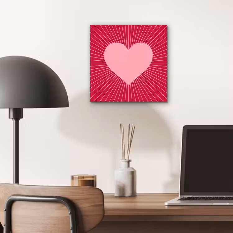 aluminium wall art - Heart - Rays - Love - Abstract - Pink — 6