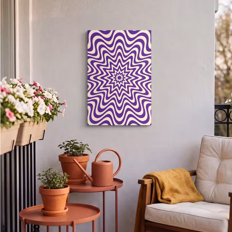 Outdoor Canvas Print - Abstract - Waves - Optical - Modern - Purple — 3