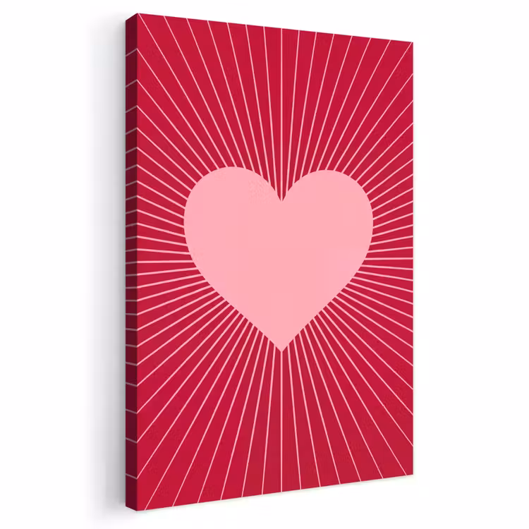 Outdoor Canvas Print - Heart - Rays - Love - Abstract - Pink — 1