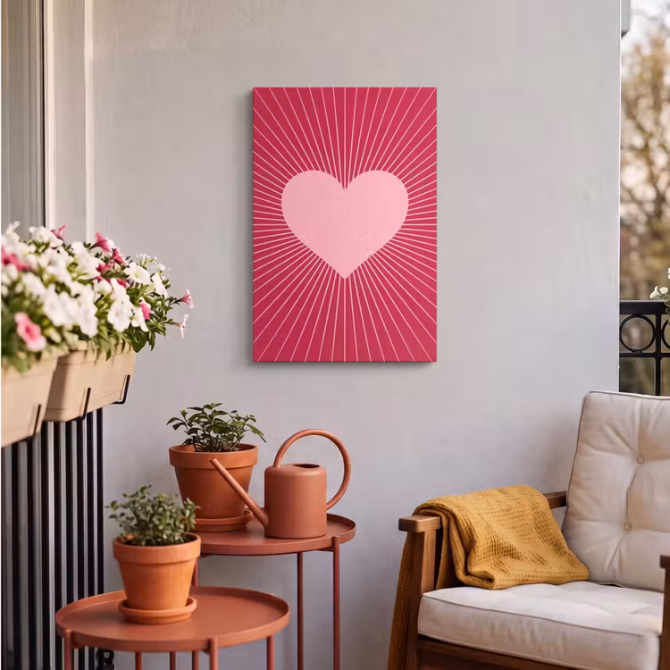 Outdoor Canvas Print - Heart - Rays - Love - Abstract - Pink — 3
