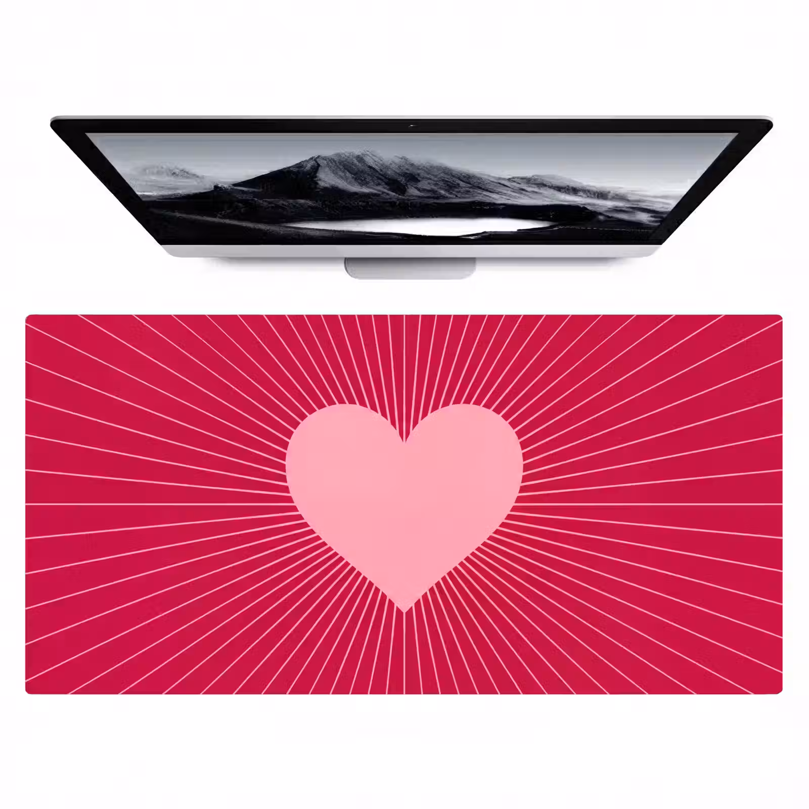 Desk Mat - Heart - Rays - Love - Abstract - Pink — 1