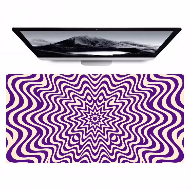 Desk Mat - Abstract - Waves - Optical - Modern - Purple — 1