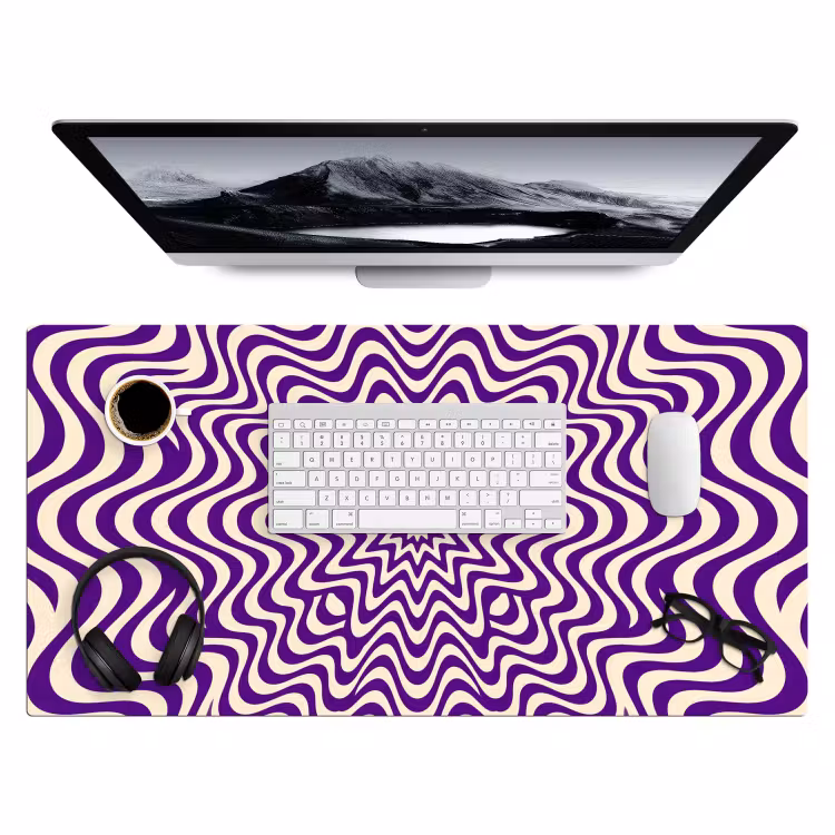 Desk Mat - Abstract - Waves - Optical - Modern - Purple — 4