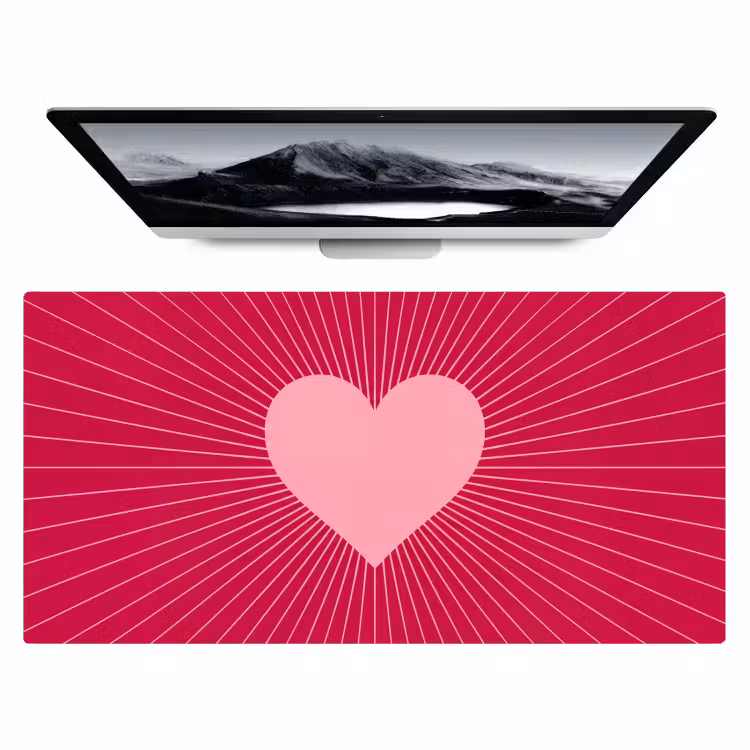 Desk Mat - Heart - Rays - Love - Abstract - Pink — 1