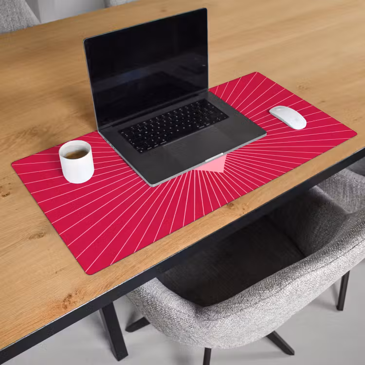 Desk Mat - Heart - Rays - Love - Abstract - Pink — 3
