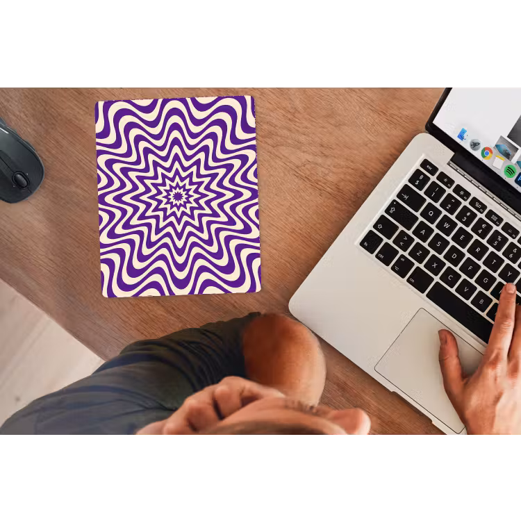 Mouse Pad - Abstract - Waves - Optical - Modern - Purple — 2